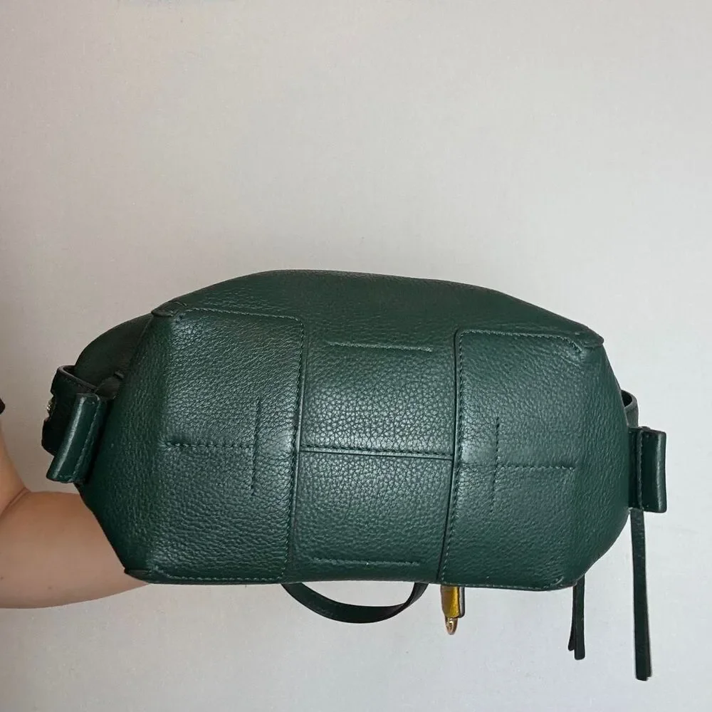 Tory Burch Perry Small Satchel in pine green pebbled leather